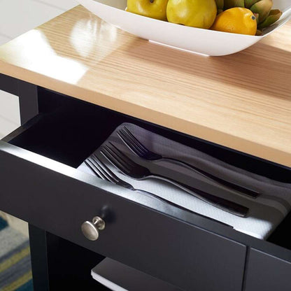 Safavieh - Daley 2Drw 3Shelf Kitchen Cart - Natural - Black - KCH1402A veiw 2