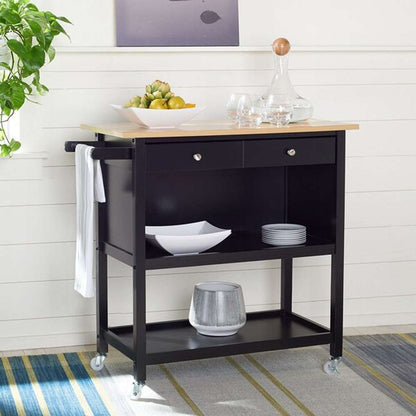 Safavieh - Daley 2Drw 3Shelf Kitchen Cart - Natural - Black - KCH1402A veiw 3