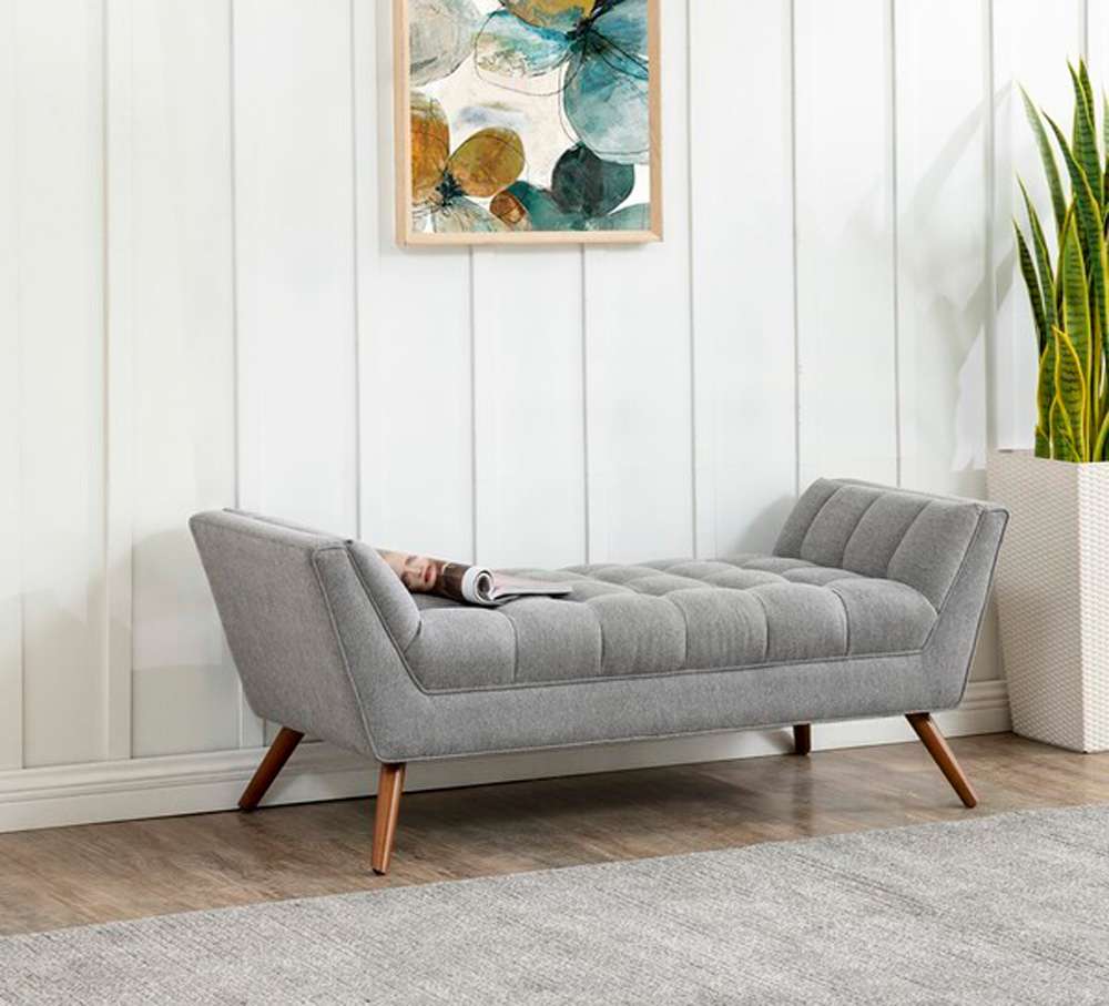 Safavieh - Couture - Damian Tufted Bench - Light Grey - SFV4755A veiw 2