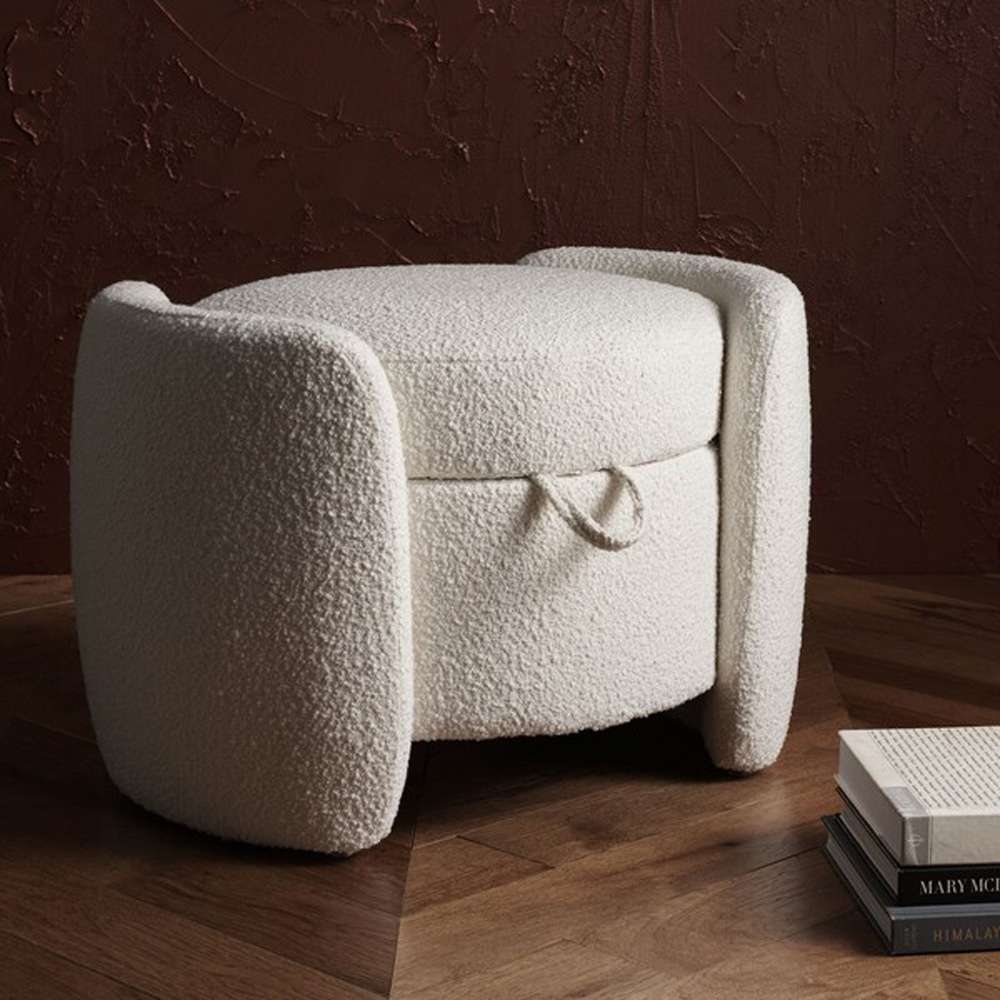 Safavieh - Couture - Danianna Boucle Ottoman - Ivory - SFV4804A veiw 3
