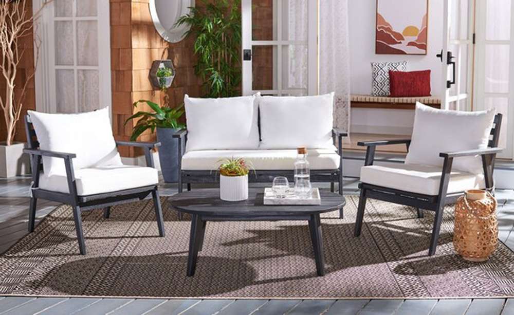 Safavieh - Deacon 4 Pc Living Set - Black - Beige - PAT7050G veiw 2