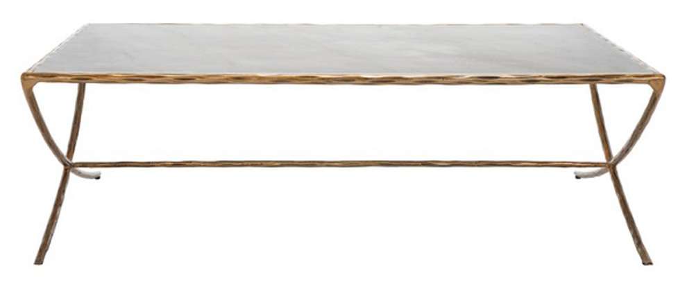 Safavieh - Couture - Debbie Rect Metal Coffee Table - White - Brass - SFV9522C veiw 1