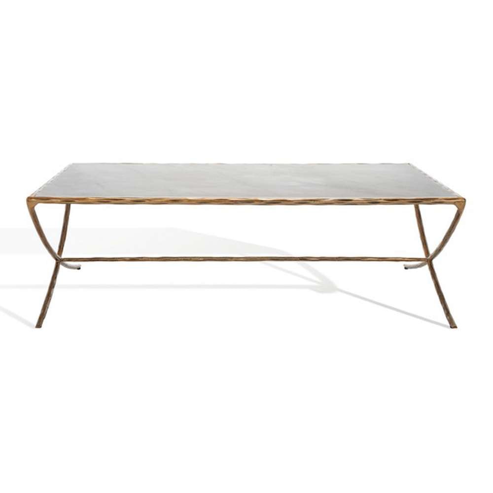 Safavieh - Couture - Debbie Rect Metal Coffee Table - White - Brass - SFV9522C veiw 2