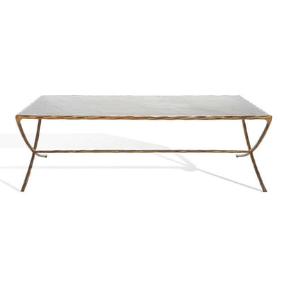 Safavieh - Couture - Debbie Rect Metal Coffee Table - White - Brass - SFV9522C veiw 2