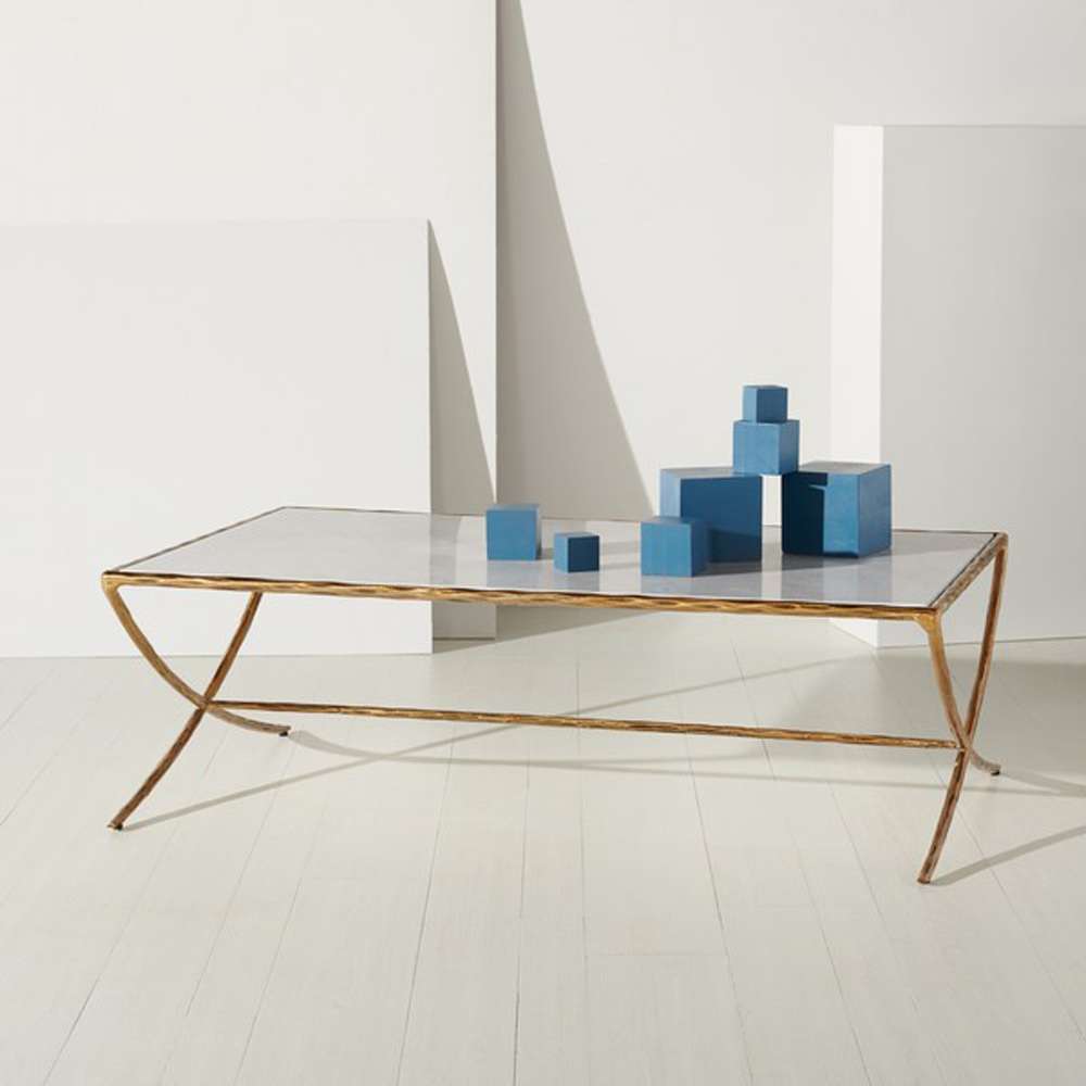 Safavieh - Couture - Debbie Rect Metal Coffee Table - White - Brass - SFV9522C veiw 3