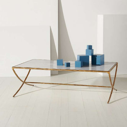 Safavieh - Couture - Debbie Rect Metal Coffee Table - White - Brass - SFV9522C veiw 3