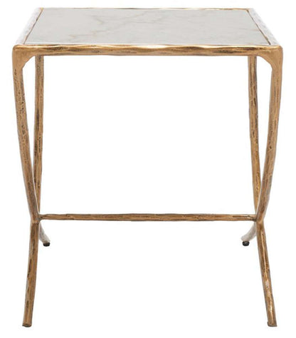 Safavieh - Couture - Debbie Square Metal Accent Table - White - Brass - SFV9523C veiw 1