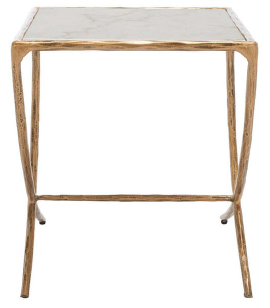 Safavieh - Couture - Debbie Square Metal Accent Table - White - Brass - SFV9523C veiw 1