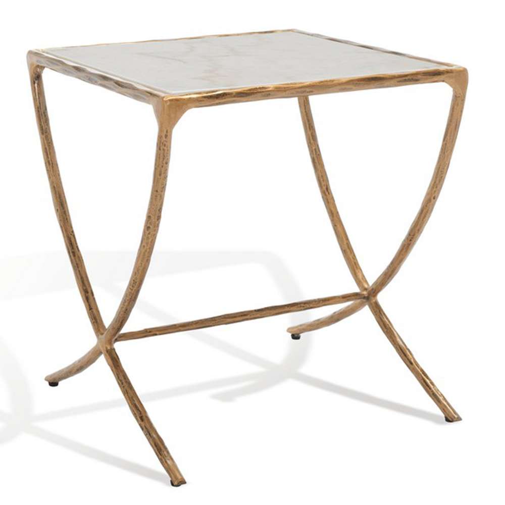 Safavieh - Couture - Debbie Square Metal Accent Table - White - Brass - SFV9523C veiw 4