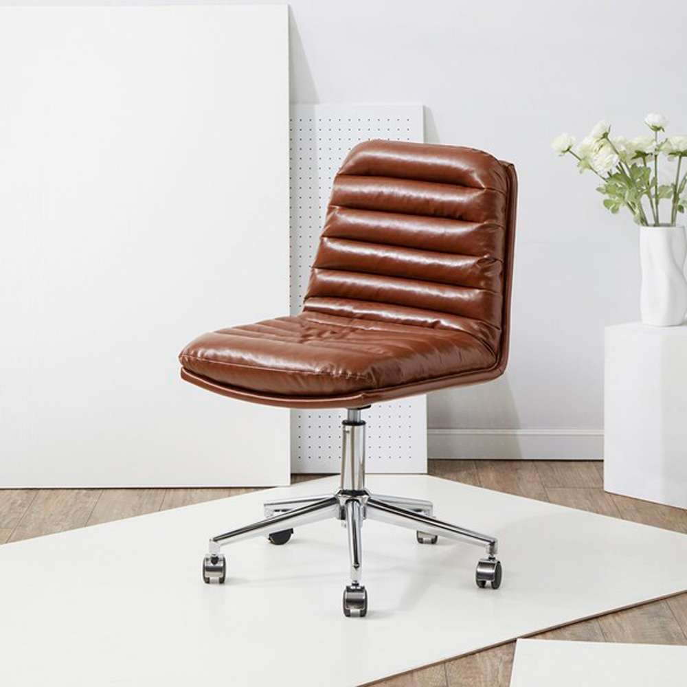 Safavieh - Couture - Decolin Swivel Desk Chair - Brown - Silver - SFV5054B veiw 2