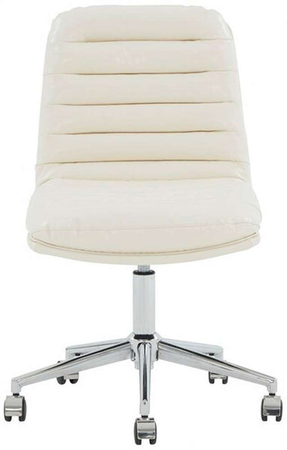 Safavieh - Couture - Decolin Swivel Desk Chair - White - Silver - SFV5054A veiw 1