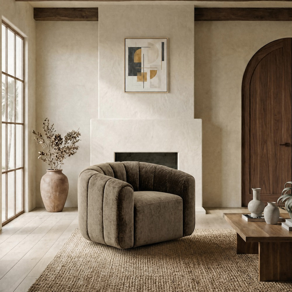 Safavieh - Demetri Chenille Swivel Chair / Brown - SFV6108B view 2