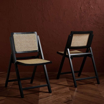 Safavieh - Couture - Desiree Cane Folding Dining Ch - Black - Natural  (Set of 2) - SFV4137A-SET2 veiw 3