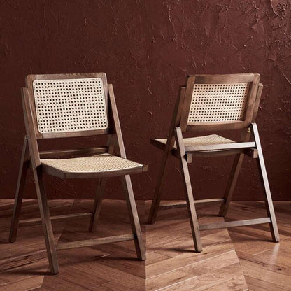 Safavieh - Couture - Desiree Cane Folding Dining Ch - Walnut - Natural  (Set of 2) - SFV4137D-SET2 veiw 3
