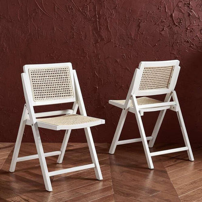 Safavieh - Couture - Desiree Cane Folding Dining Ch - White - Natural  (Set of 2) - SFV4137C-SET2 veiw 3