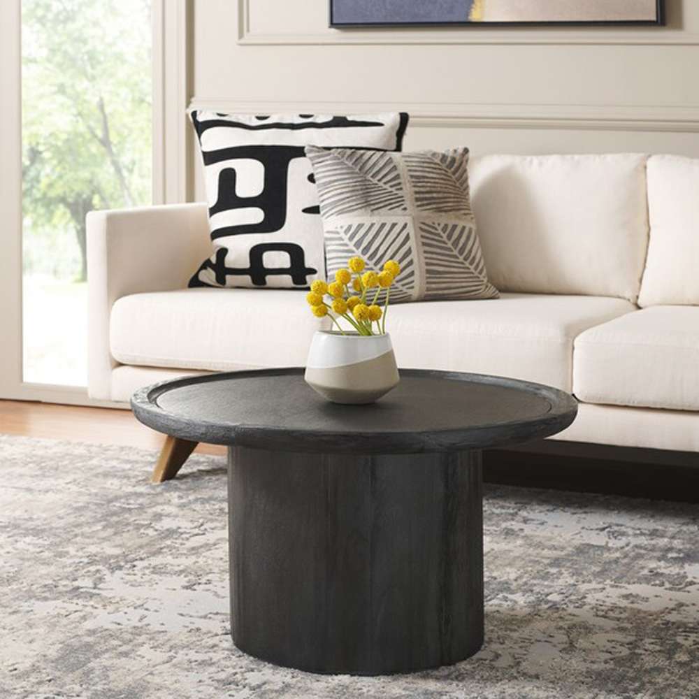 Safavieh - Devin Round Coffee Table - Black W- White Wash Distress - COF6600C veiw 2