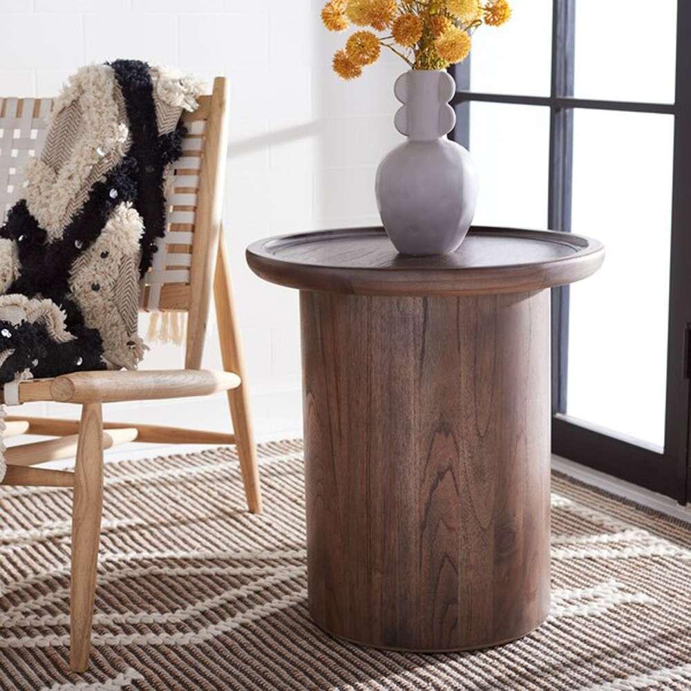 Safavieh - Devin Round Pedestal Accent Table - Dark Oak - ACC6607B veiw 2