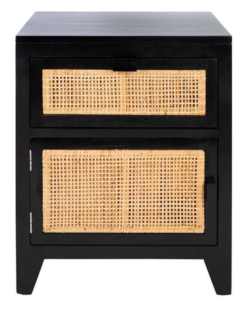Safavieh - Devon 1 Drwr 1 Door Nightstand - Black - Natural - NST4002D veiw 1