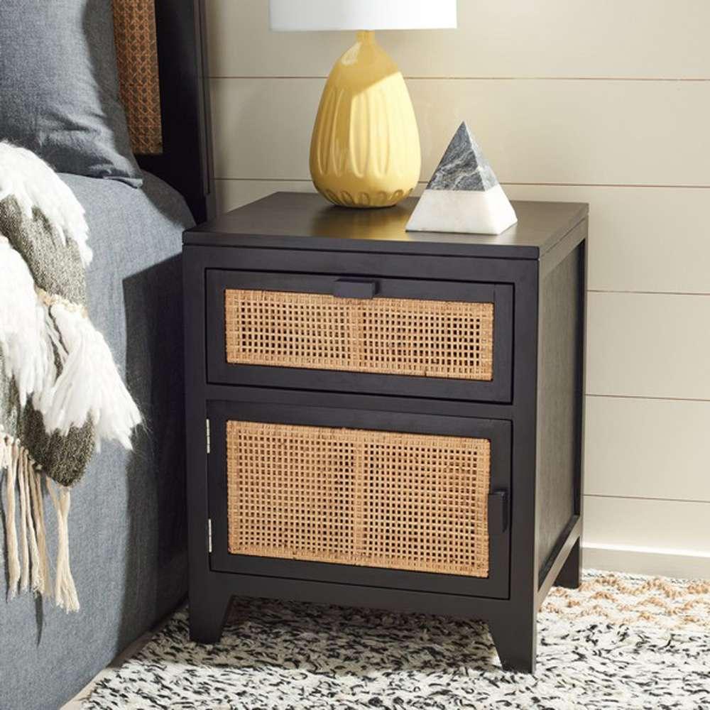 Safavieh - Devon 1 Drwr 1 Door Nightstand - Black - Natural - NST4002D veiw 2