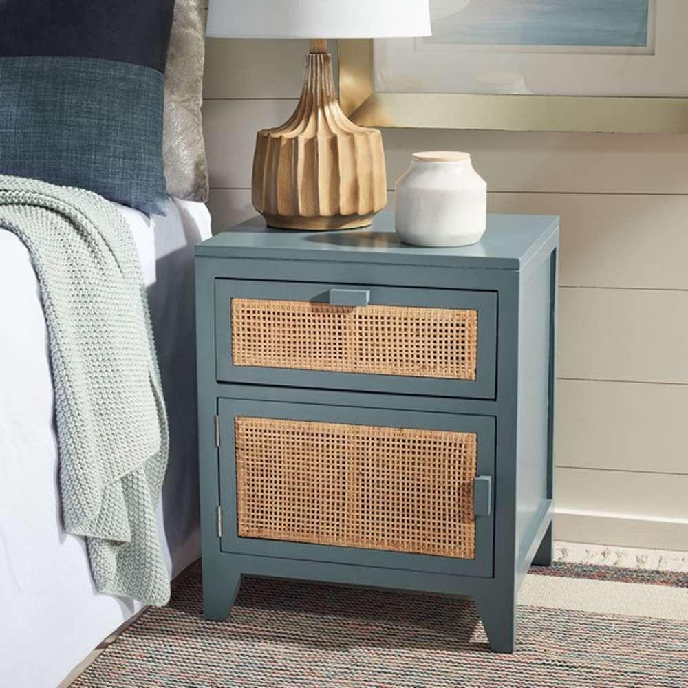 Safavieh - Devon 1 Drwr 1 Door Nightstand - Blue Grey - Natural - NST4002B veiw 2