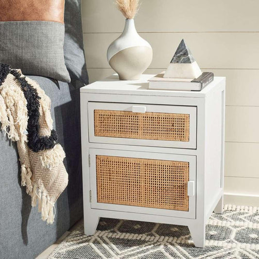 Safavieh - Devon 1 Drwr 1 Door Nightstand - White - Natural - NST4002C veiw 2