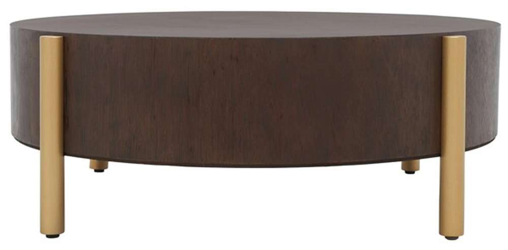 Safavieh - Diangela Round Coffee Table - Dark Oak - Gold - COF6605B veiw 1