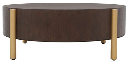 Safavieh - Diangela Round Coffee Table - Dark Oak - Gold - COF6605B veiw 1