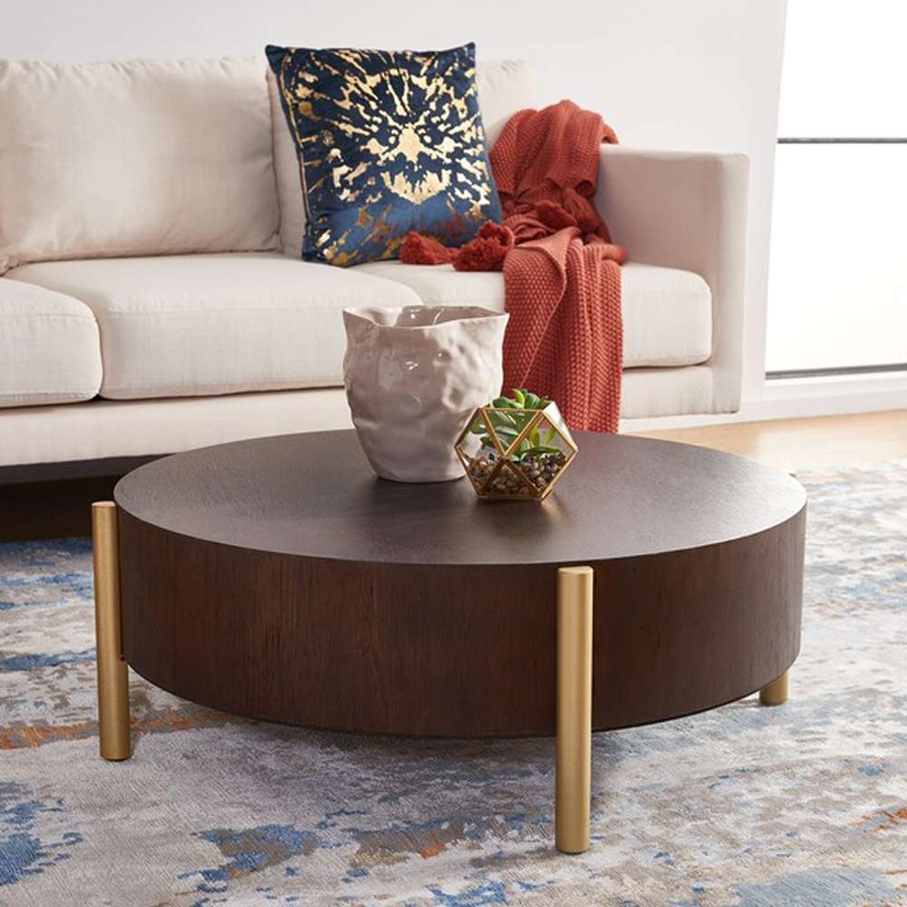 Safavieh - Diangela Round Coffee Table - Dark Oak - Gold - COF6605B veiw 2