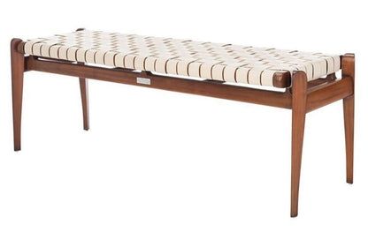 Safavieh - Couture - Dilan Leather Bench - White - Light Brown - SFV9011A veiw 3
