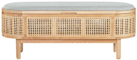 Safavieh - Couture - Dolly Cane &Wood Storage Bench - Natural - Grey - SFV4205A veiw 1