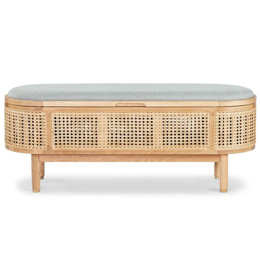 Safavieh - Couture - Dolly Cane &Wood Storage Bench - Natural - Grey - SFV4205A veiw 2
