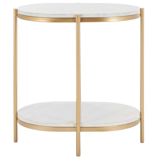 Safavieh - Dove End Table - White Faux Marble - Gold - ACC2501A veiw 1