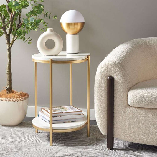 Safavieh - Dove End Table - White Faux Marble - Gold - ACC2501A veiw 2