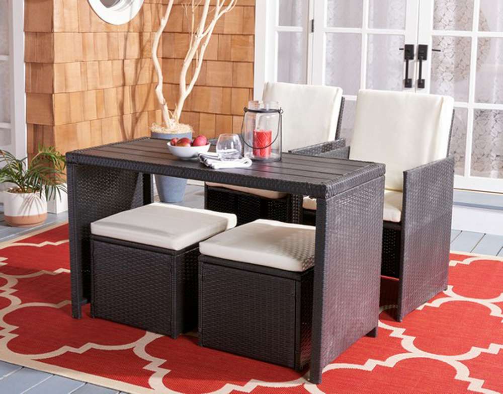 Safavieh - Dranda 5 Pc Dining Set - Black - Beige - PAT9023A veiw 3