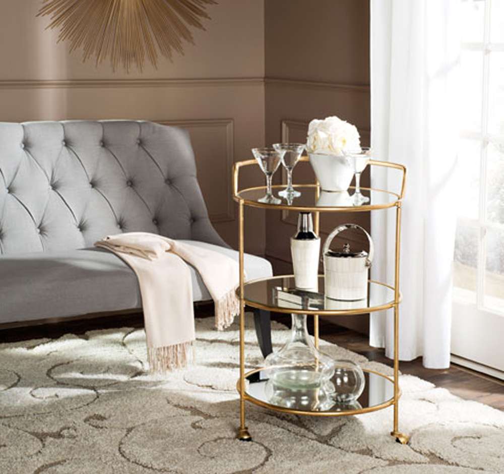 Safavieh - Dulcinea Bar Cart - Gold - Mirror - FOX2554B veiw 2