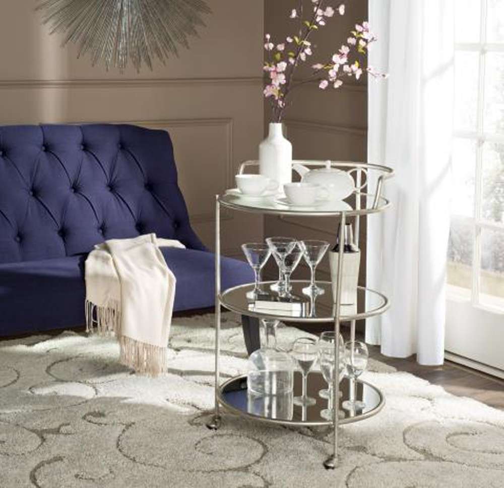 Safavieh - Dulcinea Bar Cart - Silver - Mirror - FOX2554A veiw 2