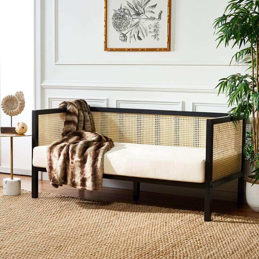 Safavieh - Dune Rattan 3 Seater Sofa - White - Black - LVS1500B veiw 2