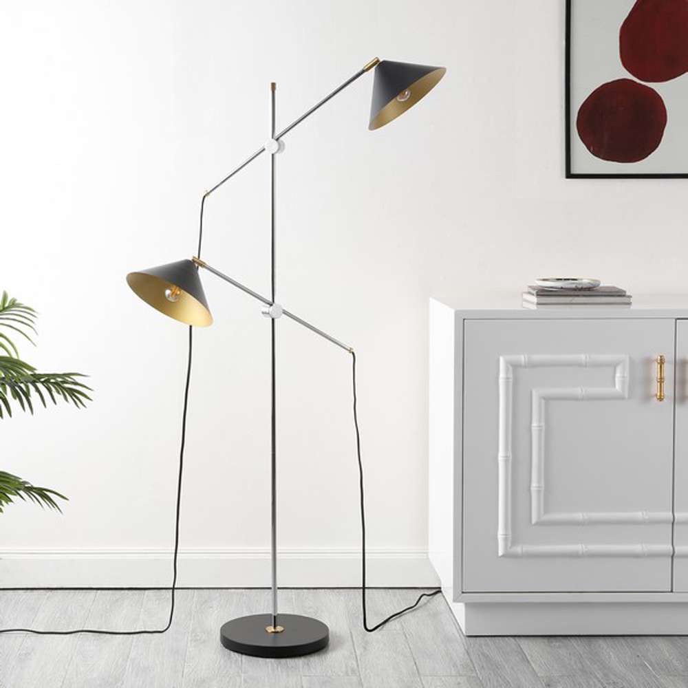 Safavieh - Dwyer 2Lt 67.5 Inch Floor Lamp - Black - Chrome - FLL4133A veiw 1