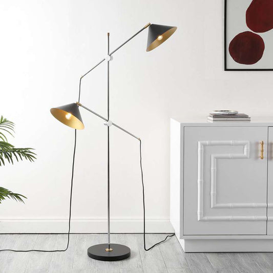 Safavieh - Dwyer 2Lt 67.5 Inch Floor Lamp - Black - Chrome - FLL4133A veiw 2