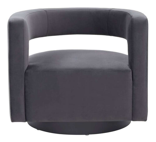 Safavieh - Couture - Edgar Velvet  Swivel Chair - Dark Grey - Black - SFV4764C veiw 1
