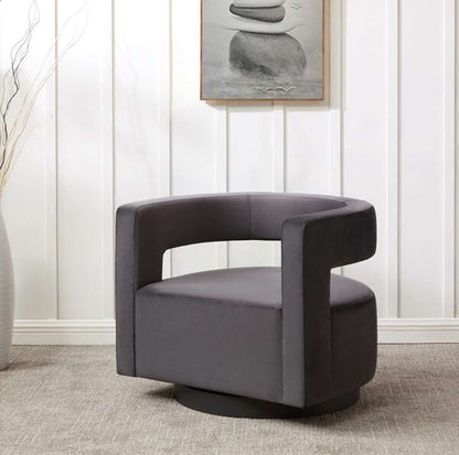 Safavieh - Couture - Edgar Velvet  Swivel Chair - Dark Grey - Black - SFV4764C veiw 2