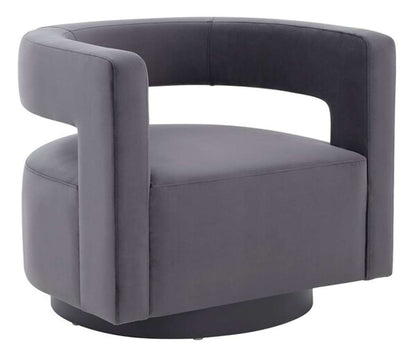 Safavieh - Couture - Edgar Velvet  Swivel Chair - Dark Grey - Black - SFV4764C veiw 3