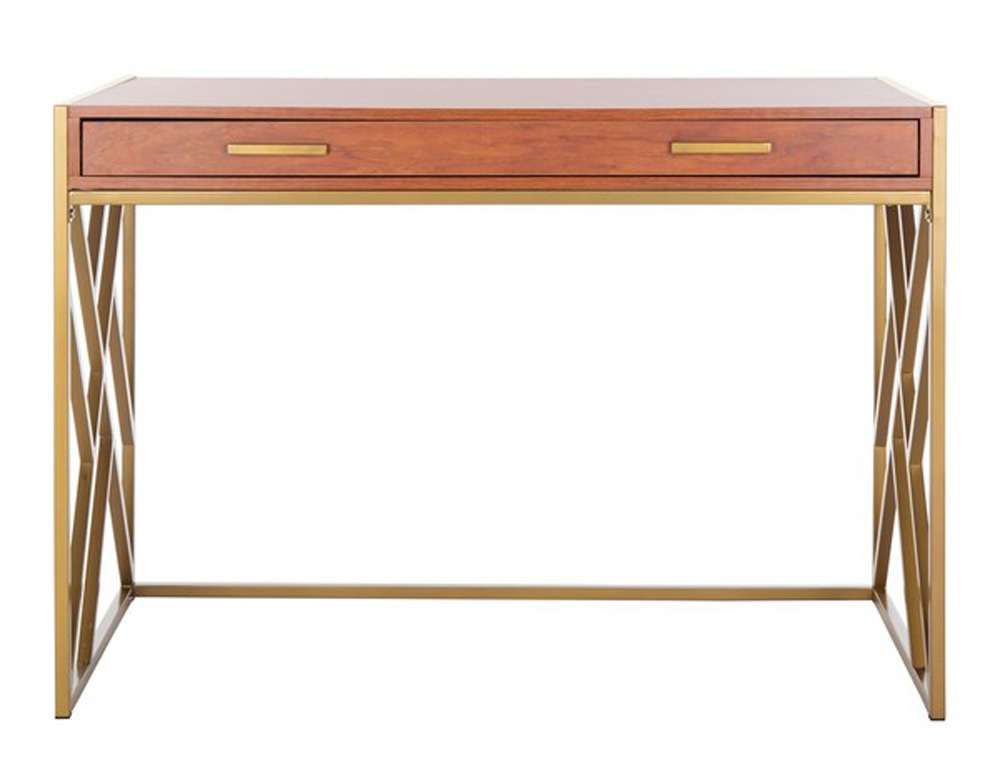 Safavieh - Elaine 1 Drawer Desk - Natural - Gold - DSK2201C veiw 1
