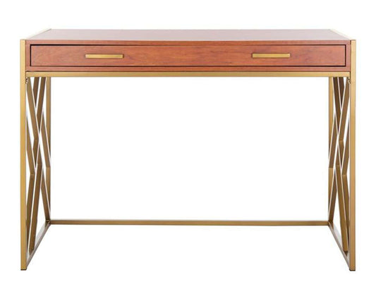 Safavieh - Elaine 1 Drawer Desk - Natural - Gold - DSK2201C veiw 1