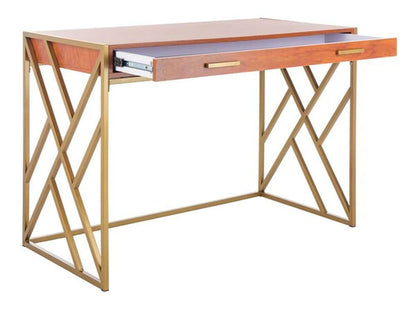 Safavieh - Elaine 1 Drawer Desk - Natural - Gold - DSK2201C veiw 4