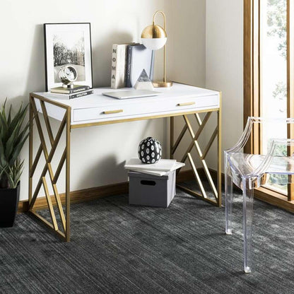 Safavieh - Elaine 1 Drawer Desk - White - Gold - DSK2201A veiw 3