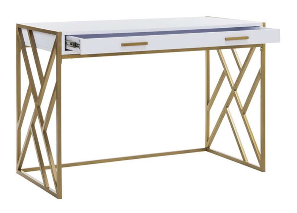 Safavieh - Elaine 1 Drawer Desk - White - Gold - DSK2201A veiw 4
