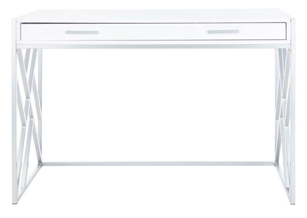 Safavieh - Elaine 1 Drawer Desk - White - Silver - DSK2201B veiw 1