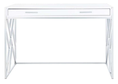 Safavieh - Elaine 1 Drawer Desk - White - Silver - DSK2201B veiw 1