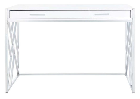 Safavieh - Elaine 1 Drawer Desk - White - Silver - DSK2201B veiw 1